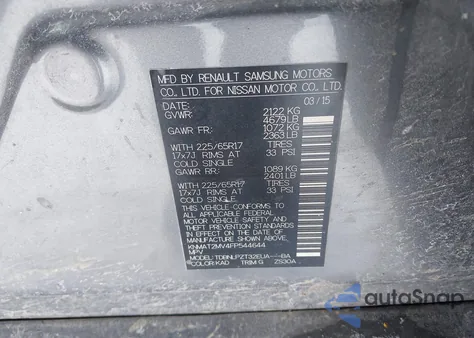 2015 Nissan Rogue S from USA, damaged, VIN KNMAT2MV4FP544644